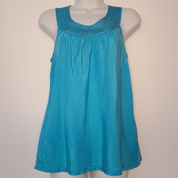 Banana Republic Blue Silk Sleeveless Blouse M - Picture 1 of 6